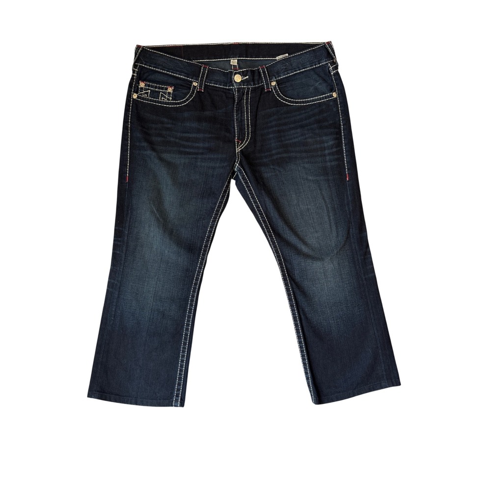 True Religion Jeans Women Blue Vintage Thick Stitch Low Rise SIZE 40